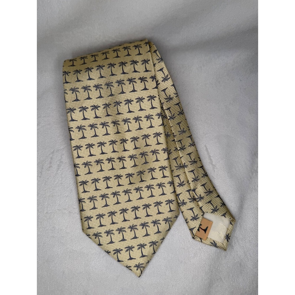 Vintage De Lisand 100% Silk Tie Palm Tree Tropical Woven Men's Necktie